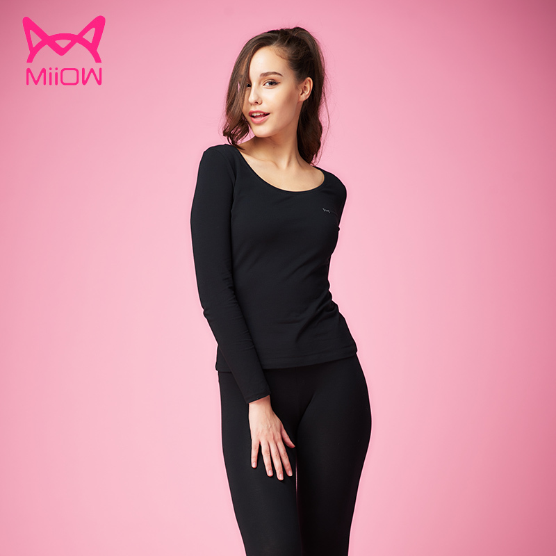 Catman bông lycra đồ lót womens mùa thu quần quần áo mùa thu womens đồ lót thiết lập đáy mỏng đơn lớp ấm đồ lót.