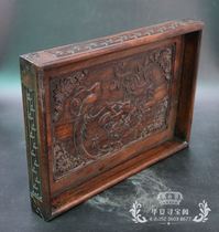 Ancient Play Antique Collection Antique Wood Art Wood Sculpture Relief Home Decoration Tray Peony Flowers Open Solid Wood Tea Tray Hem