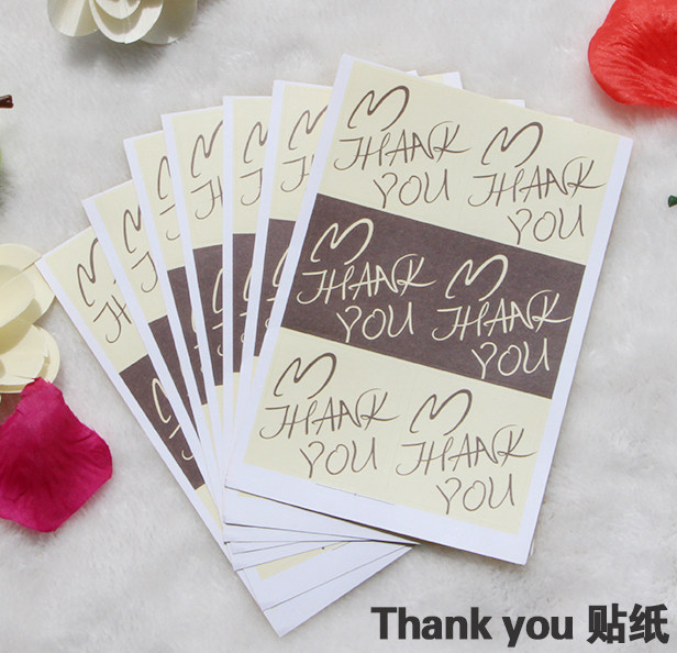 Beige brown THANK YOU square sealing stickers gift stickers packaging box decoration stickers