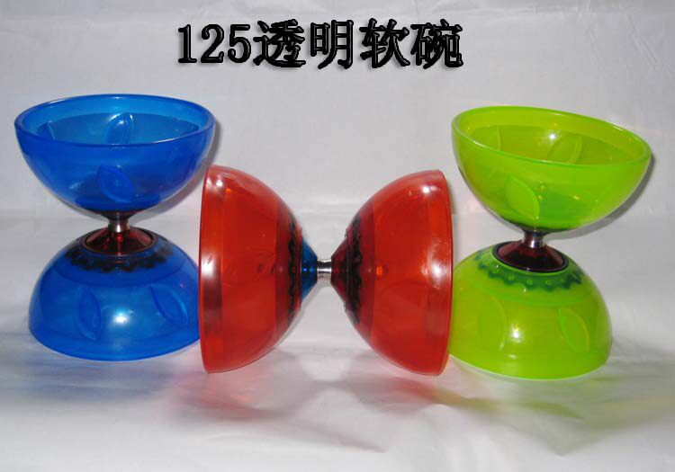 Yujing transparent 125 double wheel leather bowl send rod send wire Diabolo Monopoly