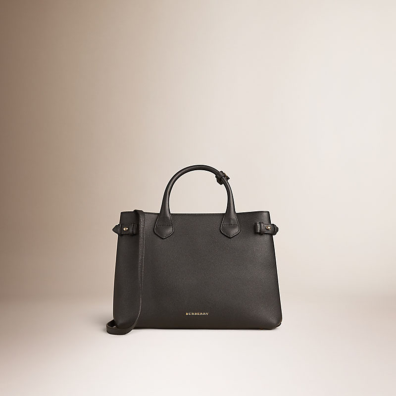 BURBERRY/博柏利中号皮革拼 House 格纹班纳手袋 39589781