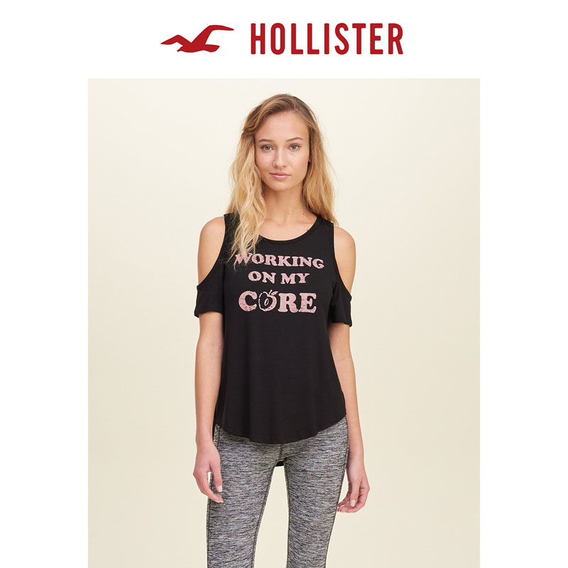 Hollister 2016春装新款露肩图案 T 恤 女 119995