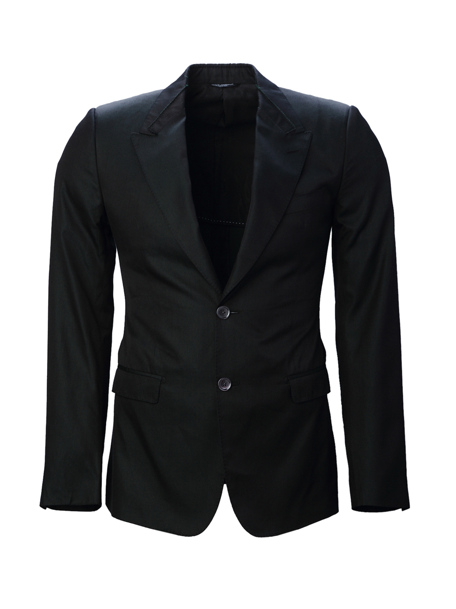 Dolce&Gabbana 黑色双层领两粒扣饰修身西装外套