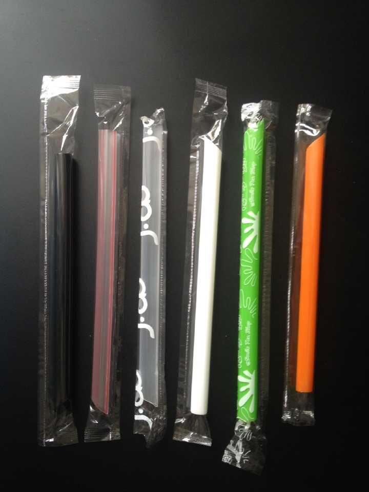 Degradable PLA thick straw disposable independent packaging milk tea juice beverage coffee custom printing LOGO