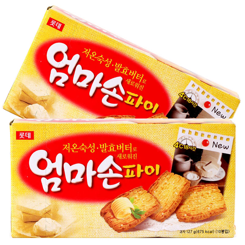 【天猫超市】韩国进口零食 LOTTE乐天妈妈手派饼干127g休闲美食