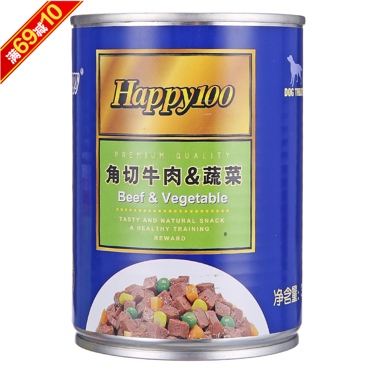 波奇网 顽皮happy角切牛肉蔬菜狗罐头湿粮375g泰迪狗罐头狗零食