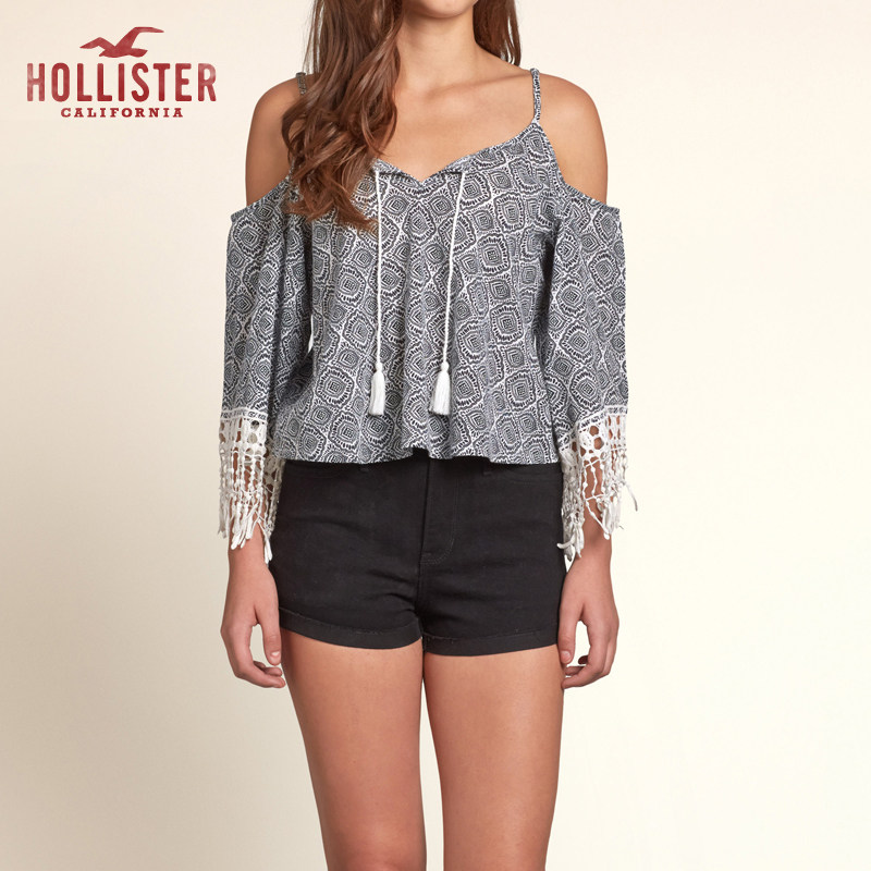 Hollister 印花露肩田园风上衣 女 88628
