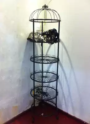 Wrought iron clothing rack Clothing display rack Clothing store hanger clothes rack bird cage five-layer bag rack