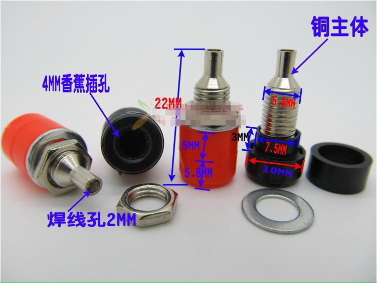 No. 1 Pure Copper 4mm Banana Socket Banana Plug Multimeter Panel Mount Tester Insulated Terminal Block