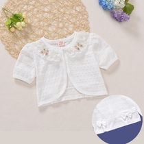 Girls Shawl shawl short-sleeved baby small cloak jacket 2021 new air-conditioning cardigan sunscreen outer thin summer