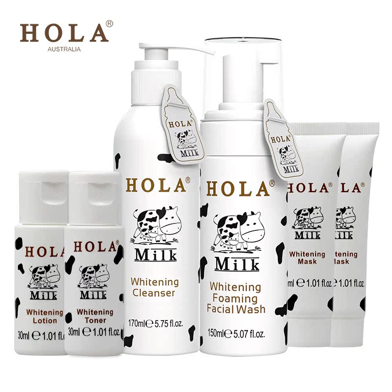 Hola/赫拉牛奶早晚洁面套组 洁面慕斯 洁面乳套装 泡沫+无泡套装