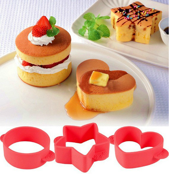 Round star-shaped heart-shaped fluffy silicone cake mold 3-piece set of omelette DIY onigiri mold