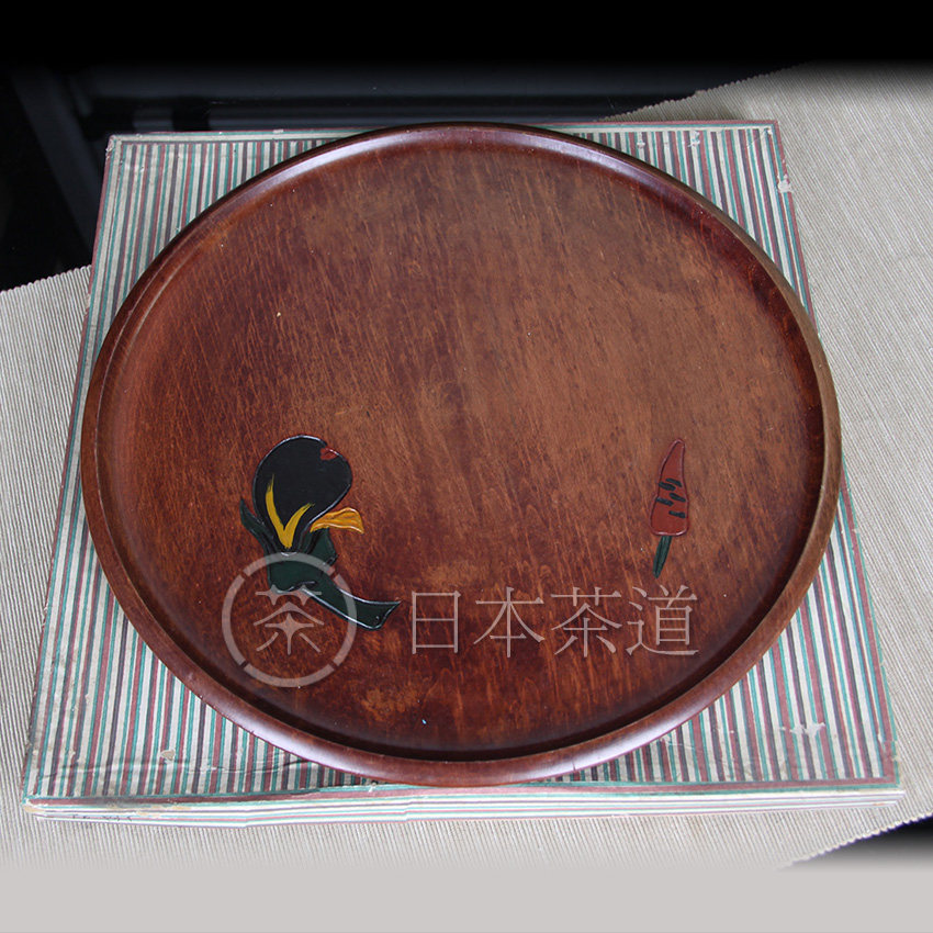 Z Japanese lacquerware Wood tire lacquerware Relief eggplant pepper Round old fruit plate dry soaking table