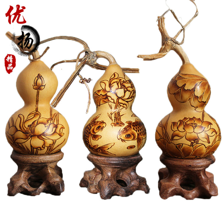 Natural gourd Hand twist small gourd Hand transfer carp lucky gourd hand handle Feng Shui play gourd ornaments