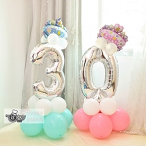 61 Childrens Day decoration Baby hundred-day banquet Digital balloon ground swing 61 Childrens Birthday decoration Year-old party
