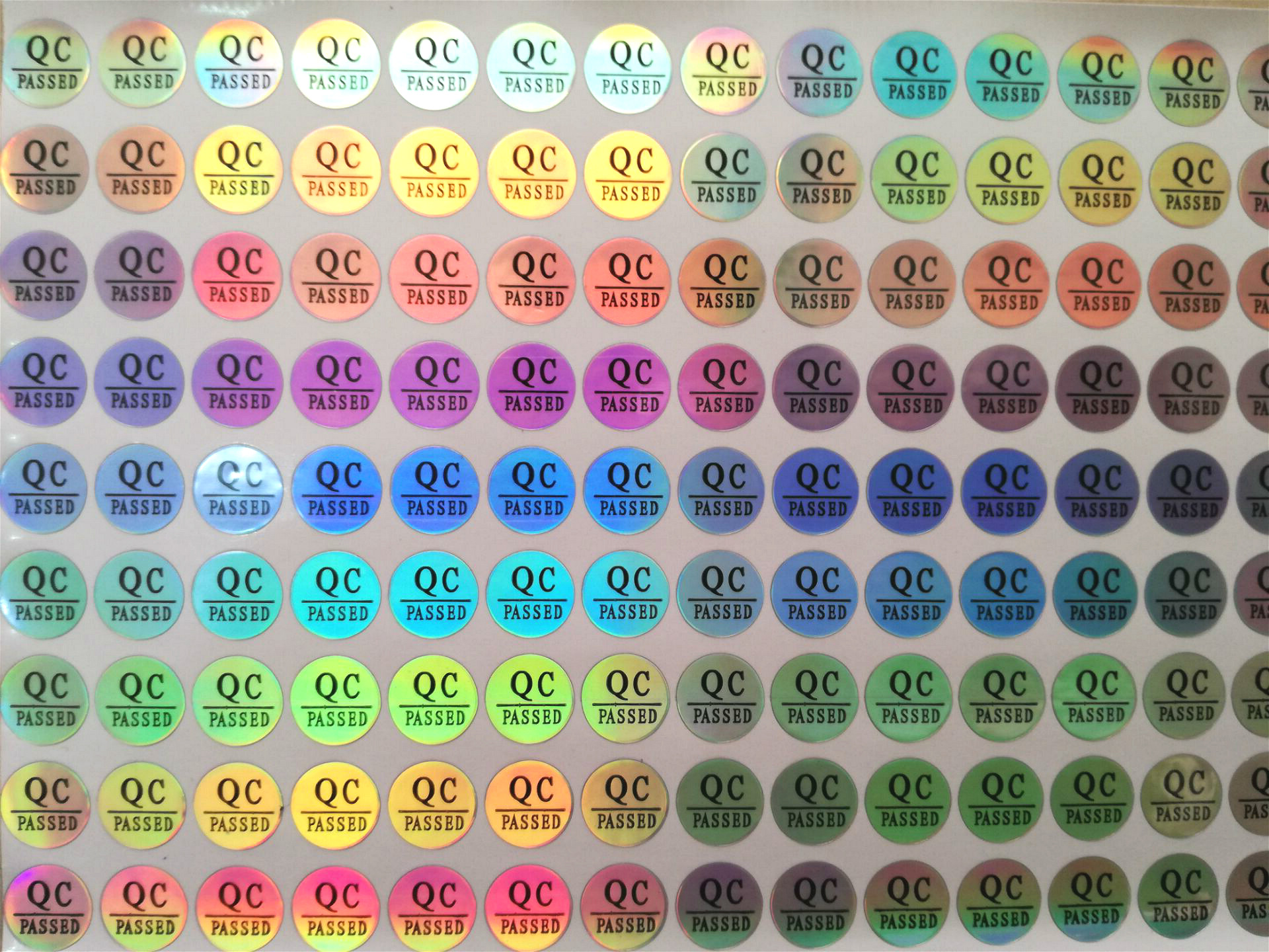 QC Passed Laser Adhesive Labels Laser Discoloration Labeling QC Inspection Qualified Label Round 10mm