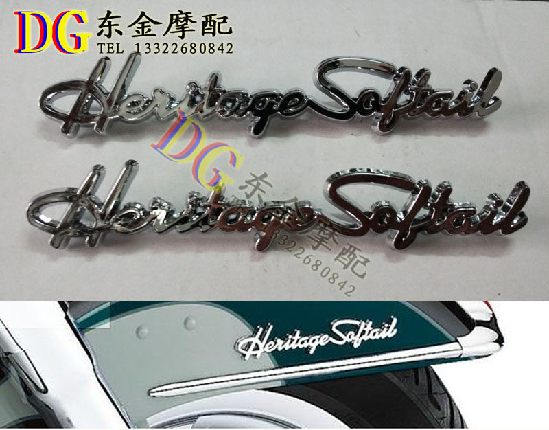 Harley glide road king soft tail successor modification process front fender decorative letters fender mark