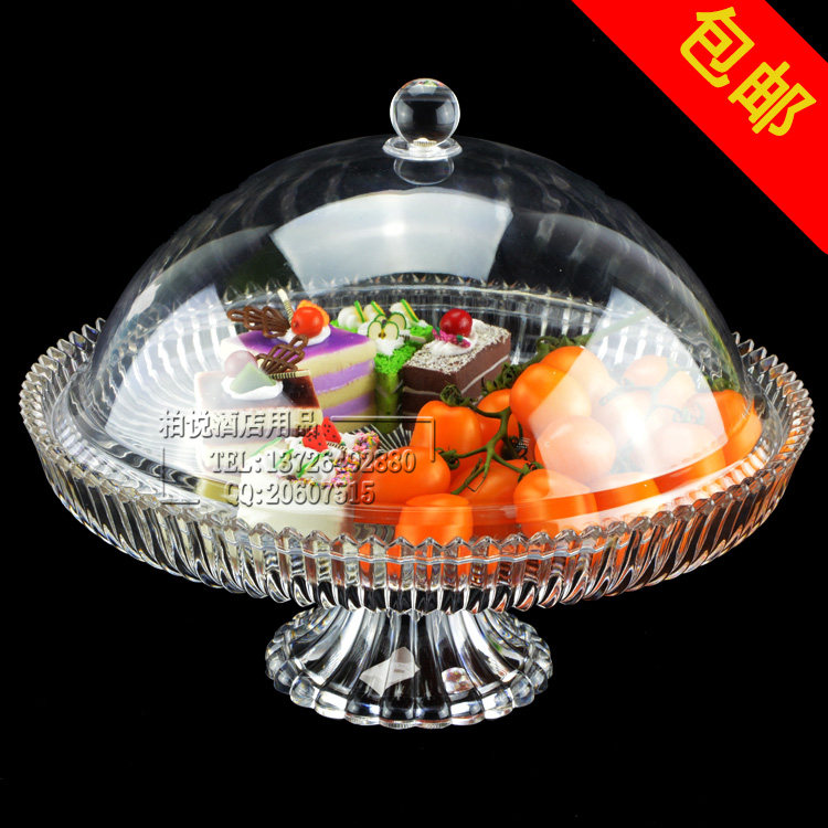Eurostyle Fashion High Foot Fruit Refreshment Cake Pan Transparent Imitation Crystal Fruits Pan Afternoon Tea Pastry Dish