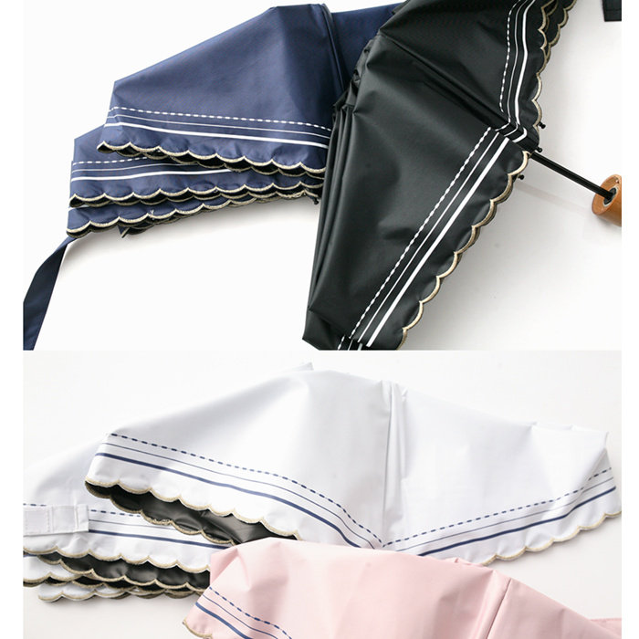 Mini sunny and rainy folding fresh and elegant simple sunscreen sunshade anti-ultraviolet umbrella lace black plastic umbrella five-fold umbrella