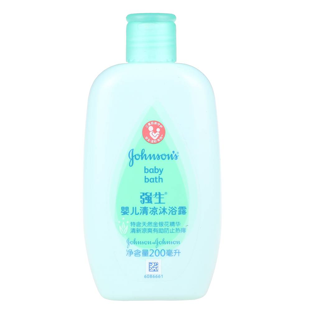 强生婴儿清凉沐浴露200ml 宝宝夏季清新凉爽防痱祛痱 温和无泪
