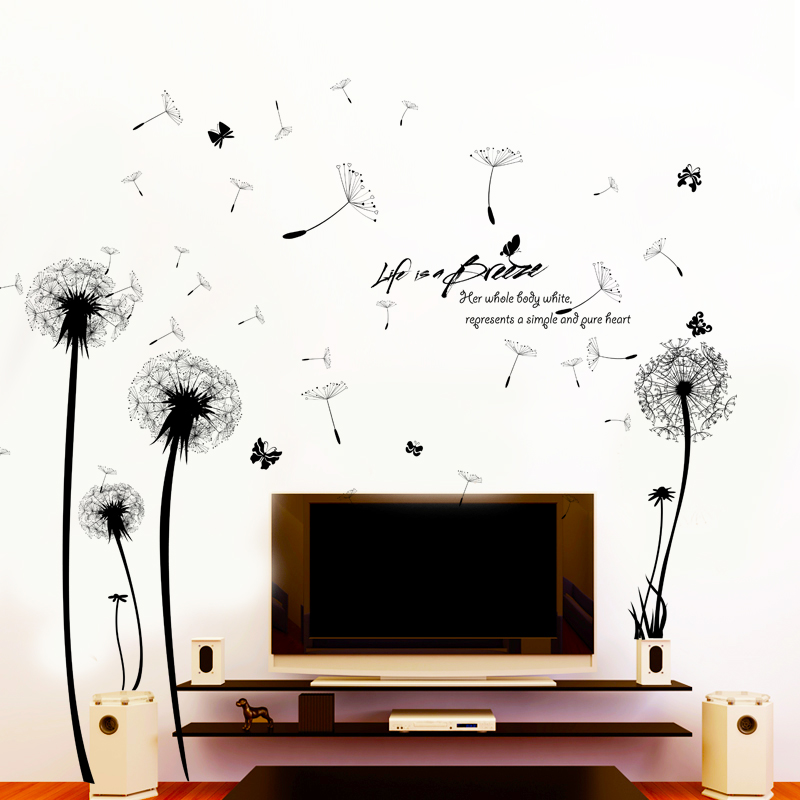 Bedroom living room TV background wall decoration self-adhesive wallpaper stickers wall romantic warm dandelion decals