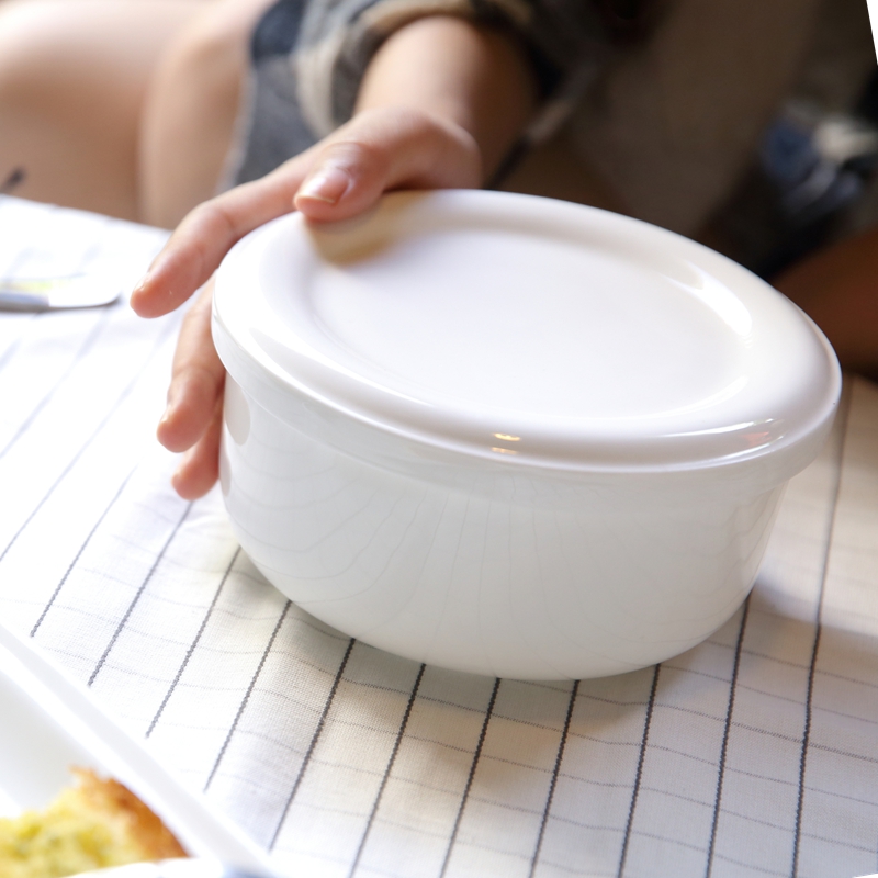 Ceramic bowl with cover large household mercifully rainbow such use Ceramic bowl lunch box office worker microwave Ceramic preservation bowl bowl