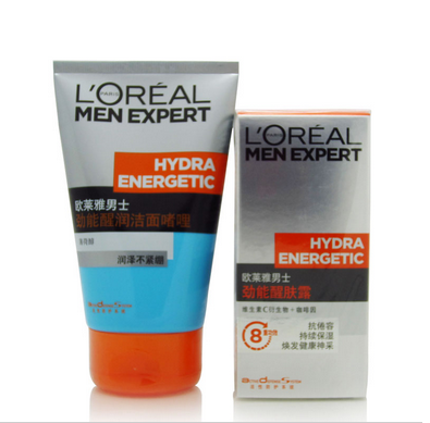 L＇oreal/欧莱雅欧莱雅套装劲能醒肤露+男士洁面洗面奶随机套装