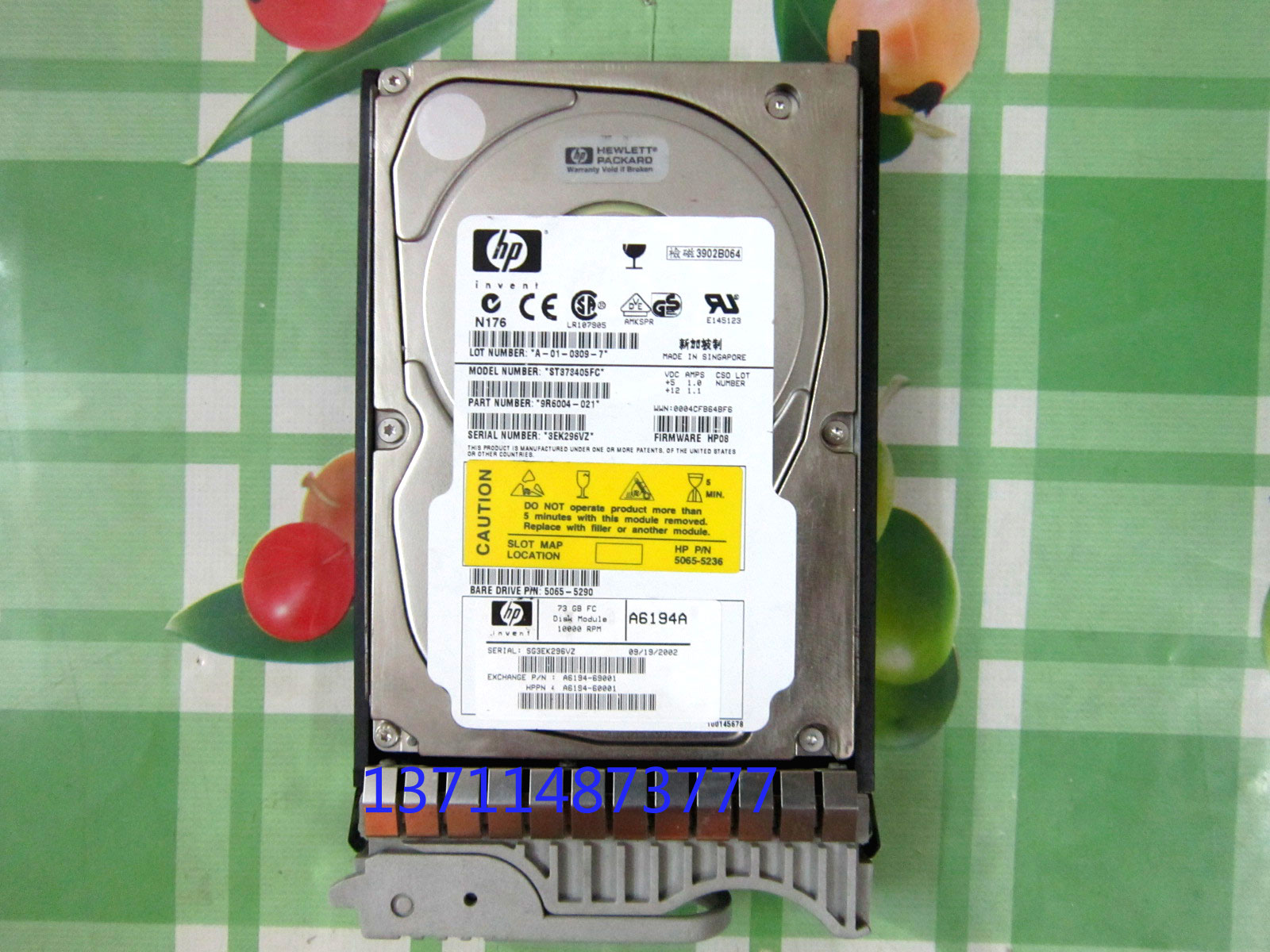 HP A6194A A6194-60001 69001 73G 10K FC Fiber Hard Disk ST373405FC-Taoba