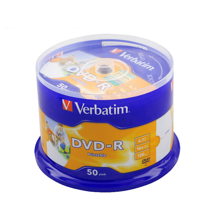 Verbatim Printable Disc DVD-R DVD R DVD Burning Disc 4 7G 50 Pieces Barrel