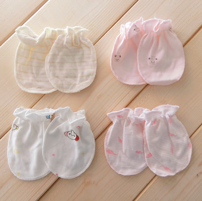 4 pairs of newborn anti-scratch gloves Baby 0-3 months four seasons gloves pure cotton baby anti-scratch face spring and autumn