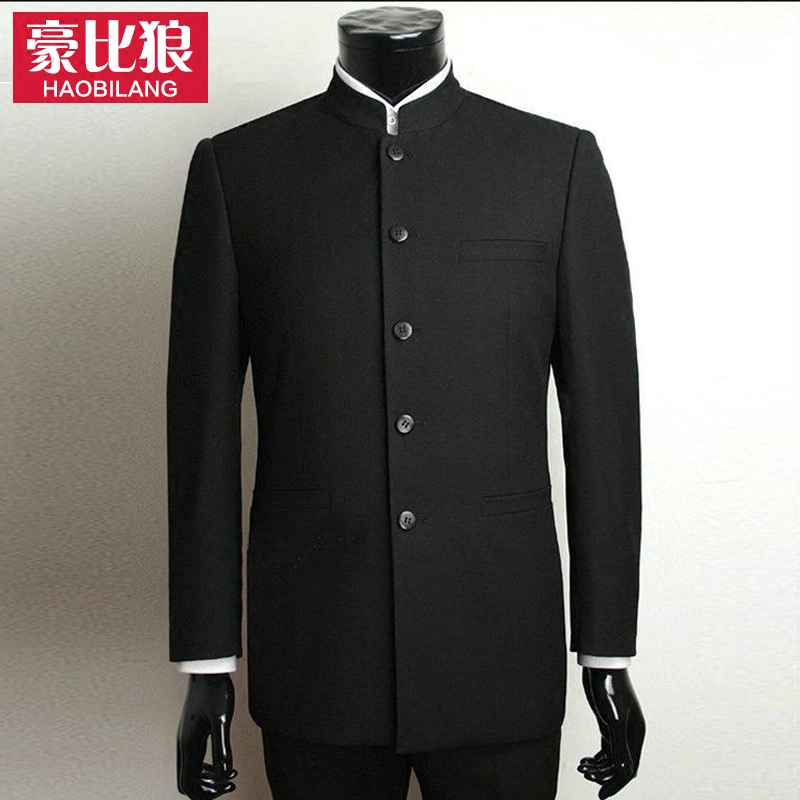 Howby wolf tunic suit Men's Chinese stand-up collar suit Youth Korean version slim Chinese casual suit dress