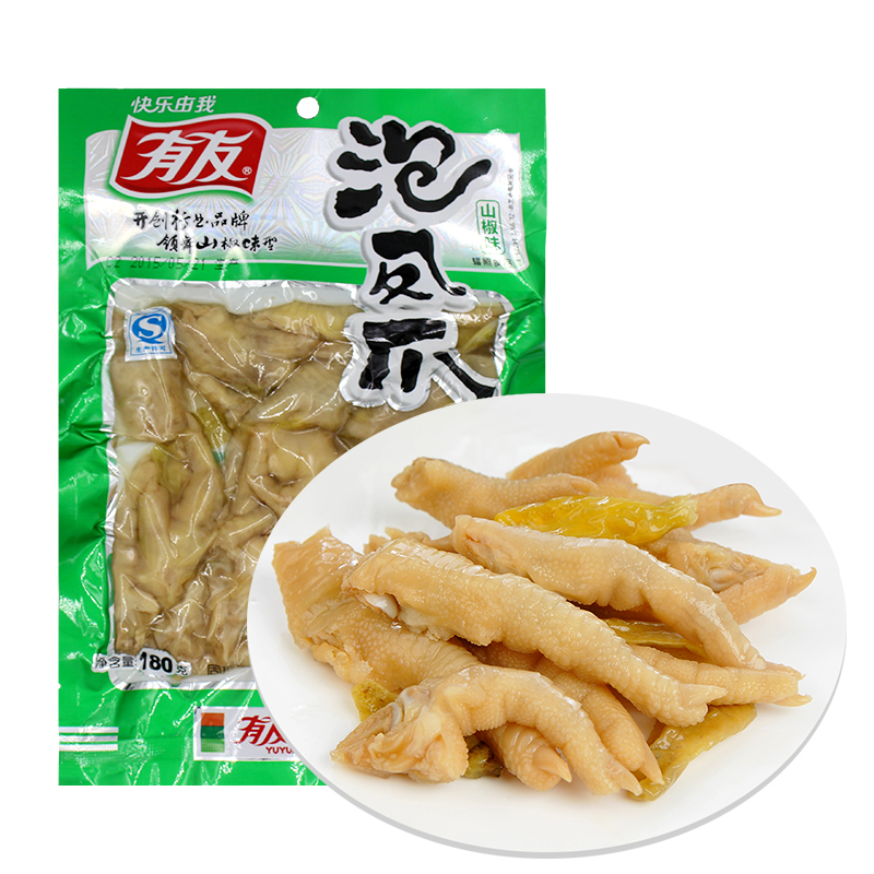 【天猫超市】有友 泡椒凤爪山椒味180g/袋重庆特产鸡爪休闲零食○