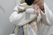(Gentle to the heart pink hummus Checkered imitation cashmere tassel Scarf)=IAC Korea