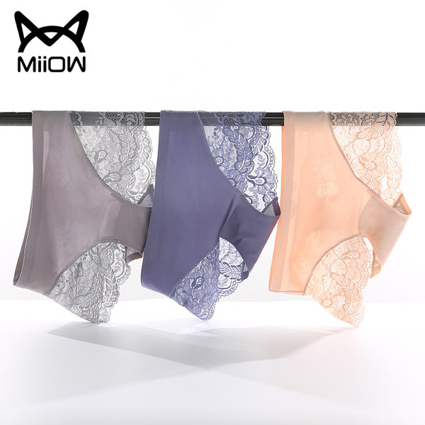 MiiOW 猫人 冰丝无痕 女式三角内裤*3条装 天猫优惠券折后￥39包邮（￥69-30）多套色可选