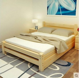 Đơn giản giường thông giường gỗ rắn giường đơn giường đôi giường người lớn giường gỗ 1 m 1.2 m 1.5 m 1.8 m