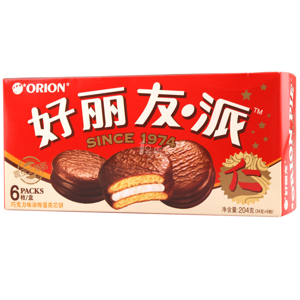 好丽友 派 巧克力味涂饰蛋类芯饼 204g/盒（6枚）