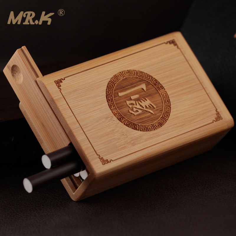Bamboo Smoking Box 20 Male Portable Smoking Boxes Personality Tide Custom Lettering Lettering Lettering Gift Ideas Individuality Wave Retro Nostalgia