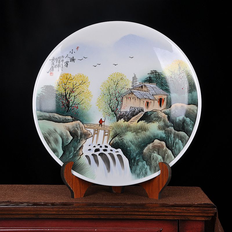 Hang dish of jingdezhen ceramics decoration plate of hand - made "Bridges the somebody else sit home decoration handicraft furnishing articles