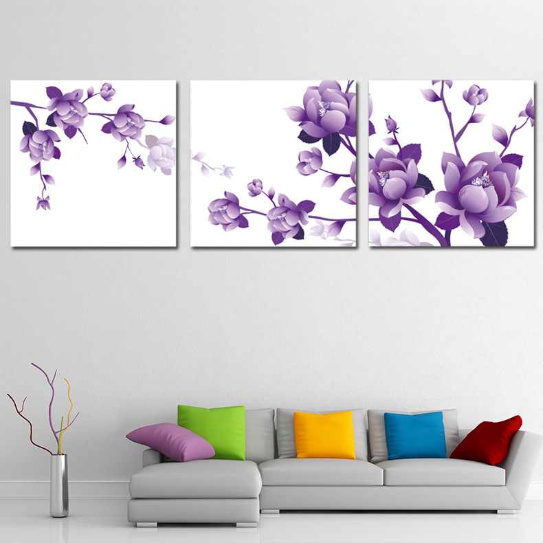 Mona Lisa Cross Embroidered Jade Blue 2021 New Line Embroidered Living Room Small Bedroom Purple Flowers Desire To Put Triptych New Hands