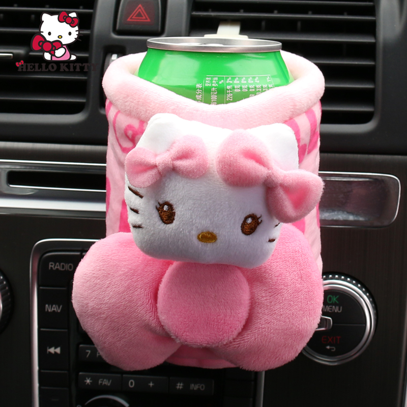 Hello Kitty汽车空调出风口置物桶多功能手机袋可爱收纳桶水杯架