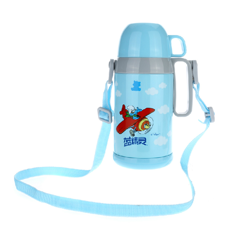 小白熊不锈钢儿童保温水壶（蓝精灵款400ML）09113