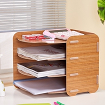 South Korea Creative A4 Desktop Wood Office Supplies Containing Document Shelf Multilayer Large Shelf Shelve Shelf
