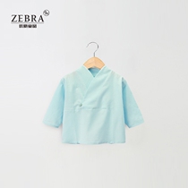 (Discount)Childrens Chinese retro collared cotton and linen three-point sleeve unisex men and womens Spring and Summer linen T-shirt Hanfu