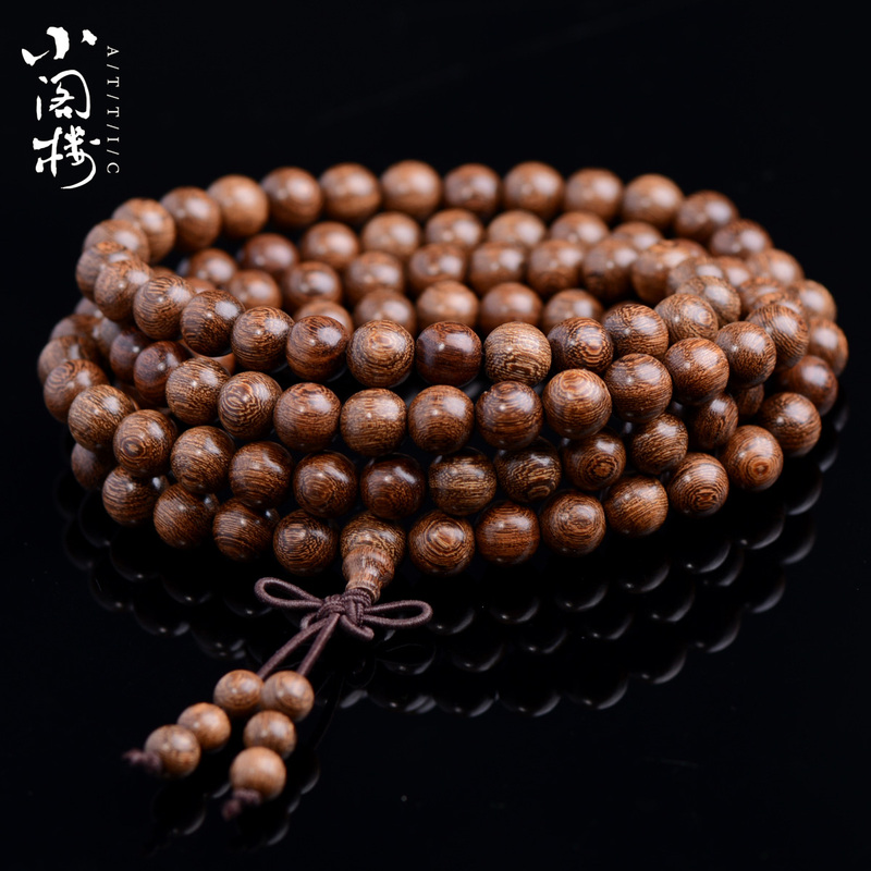  Golden Sandalwood Bracelet Golden Nanmu Wood 108 Buddhist Beads Ebony Dark Wood Bracelet for Men and Women Couple Bracelet