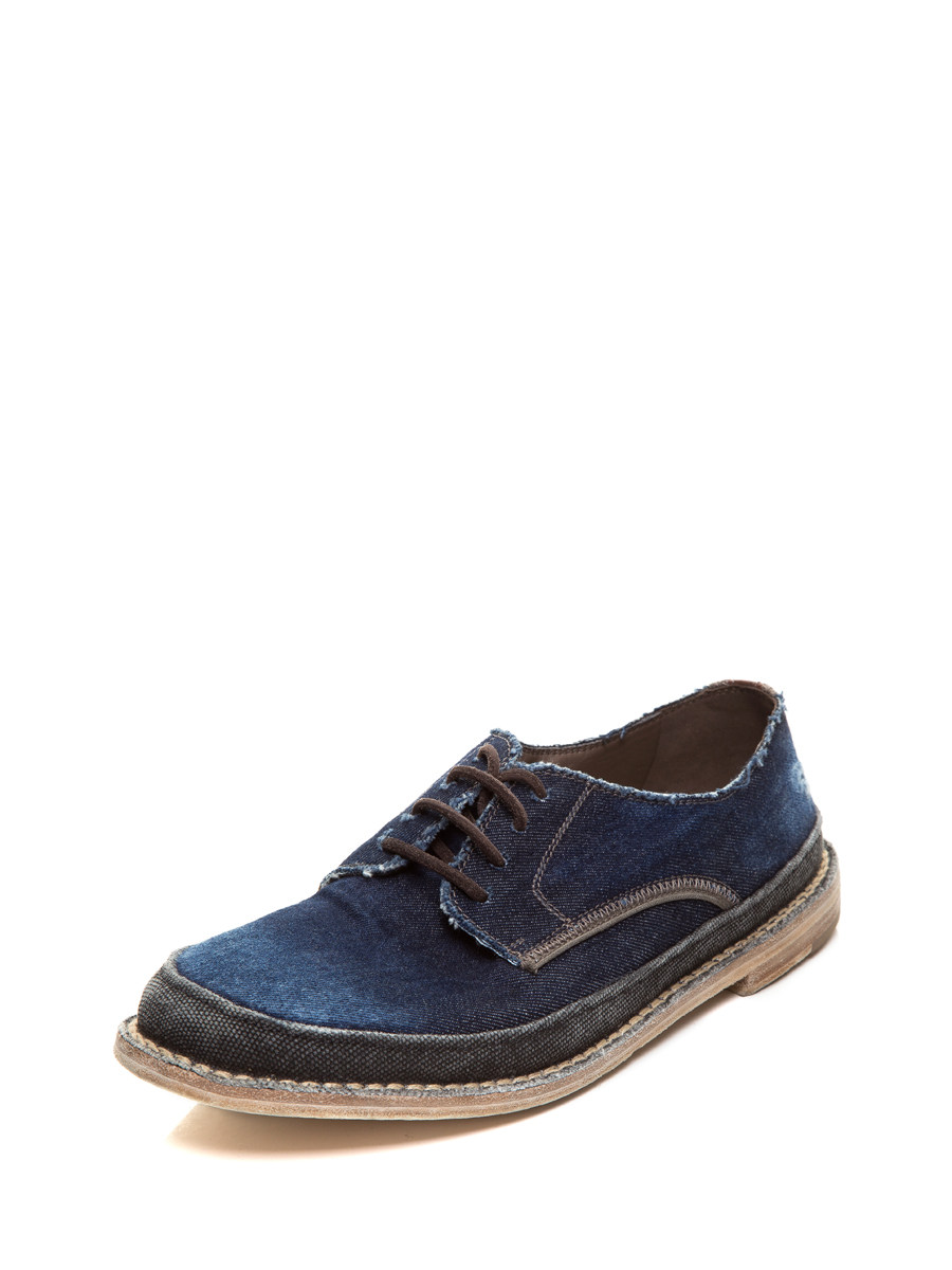 Dolce&Gabbana 牛仔蓝毛边系带休闲鞋