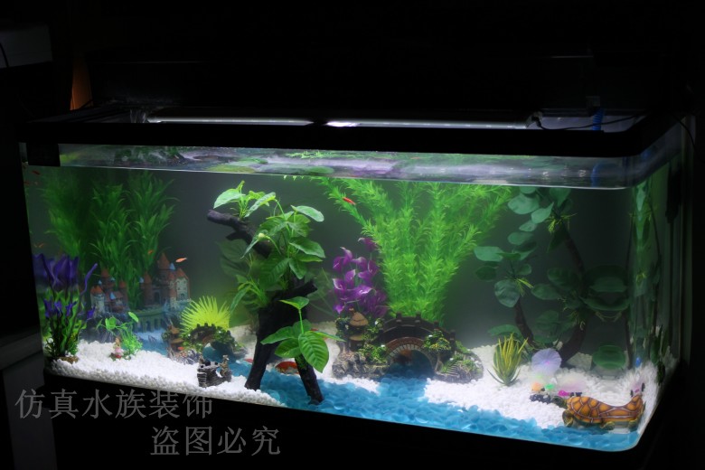 Large fish tank building View 1 m 2 Suit Water Grass Package Emulation Decoration Fake Mountain Water Banyan Dull Wood White Stones