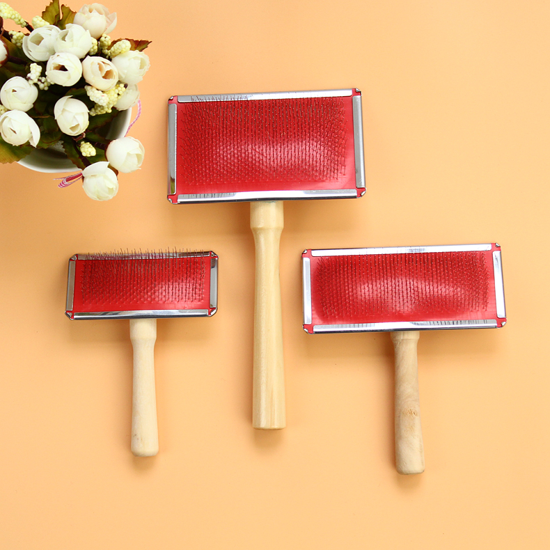 Pet needle comb, wooden handle comb, pet needle brush, random hair, dog comb, pet comb, large, medium and small