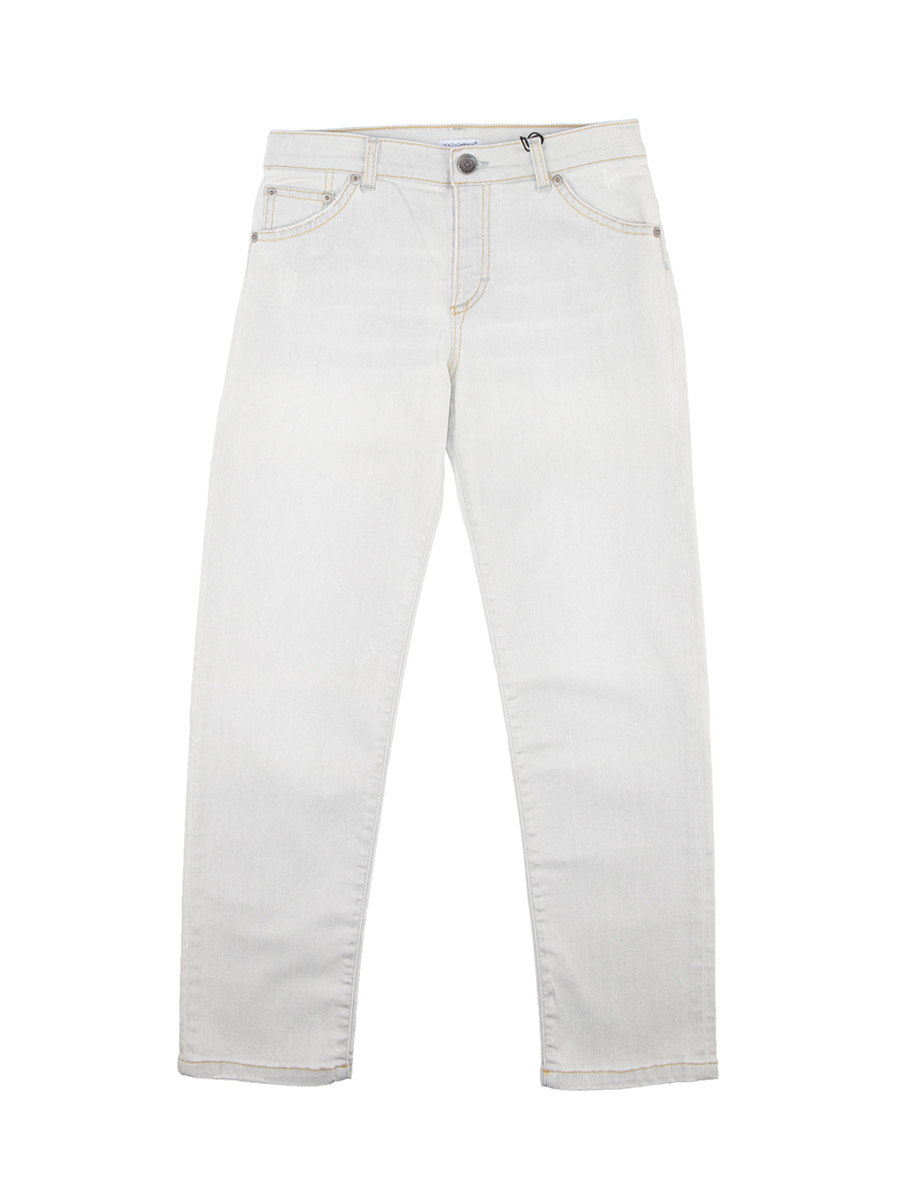 Dolce&Gabbana 浅米色做旧感直筒牛仔裤