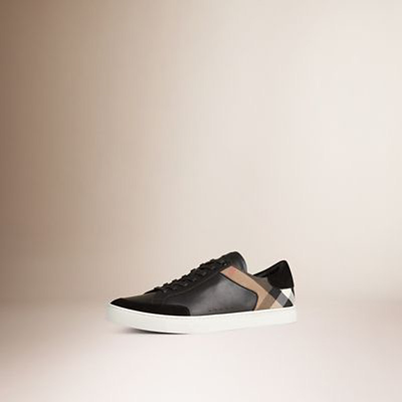 BURBERRY/博柏利皮革拼 House 格纹运动鞋  40033651
