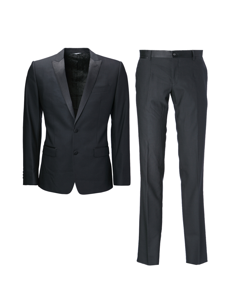 Dolce&Gabbana 藏青色拼接小枪驳领两粒扣西服套装